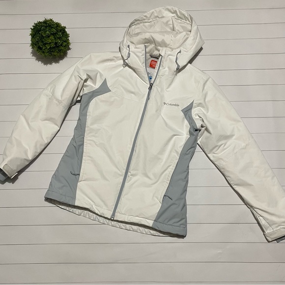 Columbia Jackets & Blazers - Columbia Thermal Coil White Hooded Full Zip Jacket Coat Women’s Size Small